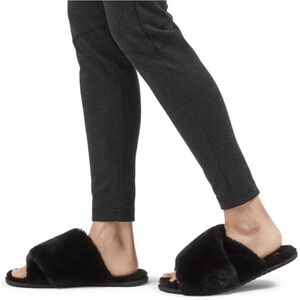Sorel Go‎ Mail Run Black Faux Fur Slide House Outdoor Slippers Size 9
